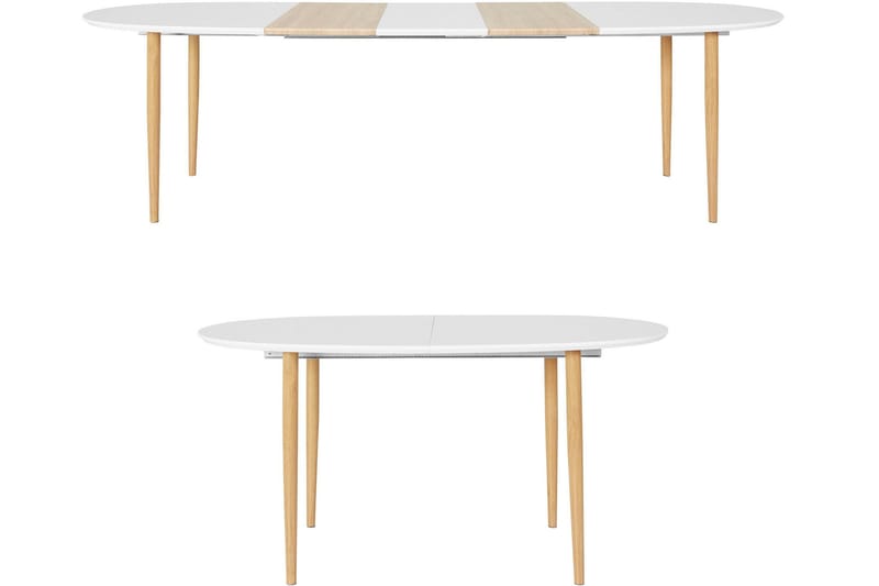 Gaeta Spisebord Ovalt 160 cm - Hvit/Natur - Møbler - Bord - Spisebord & kjøkkenbord