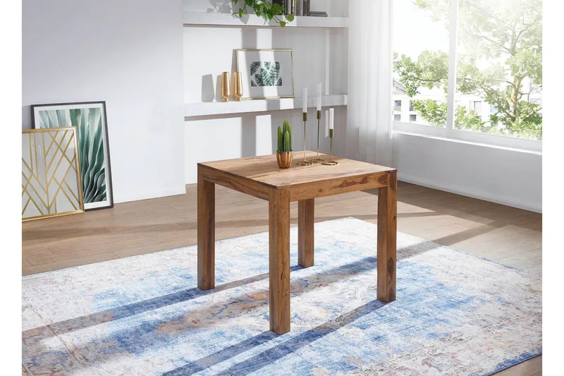 Gliwski Lite Kvadratisk Spisebord 80 cm i Massivt Tre med Rosentreutseende - Brun - Møbler - Bord - Spisebord & kjøkkenbord