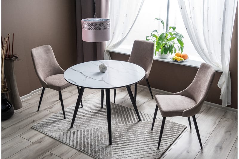 Guarani Spisebord 100 cm Rundt - Glass/Hvit/Svart - Møbler - Bord - Spisebord & kjøkkenbord