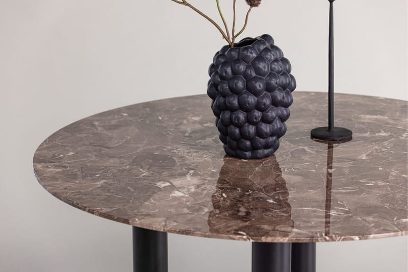 Havsten Rundt Spisebord 106 cm i Glass med Marmorutseende - Svart - Møbler - Bord - Spisebord & kjøkkenbord