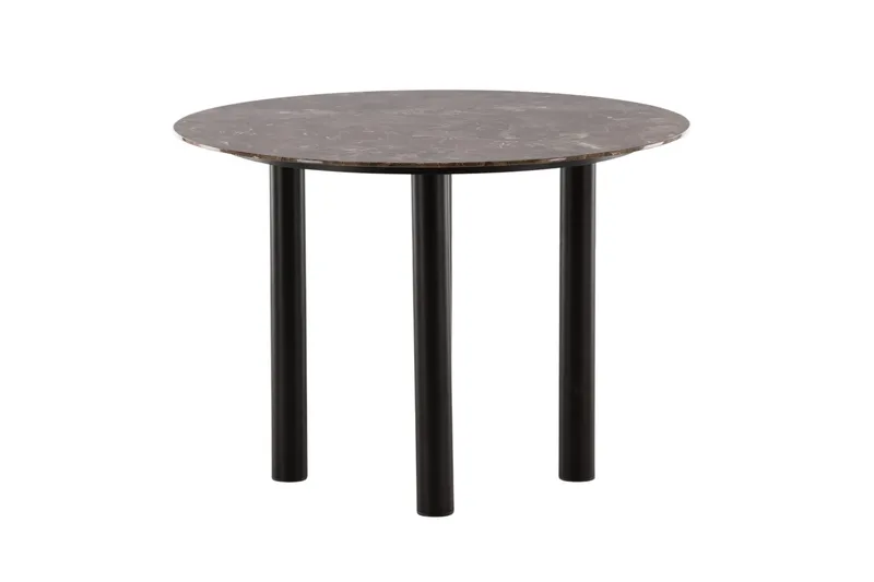 Havsten Rundt Spisebord 106 cm i Glass med Marmorutseende, Svart