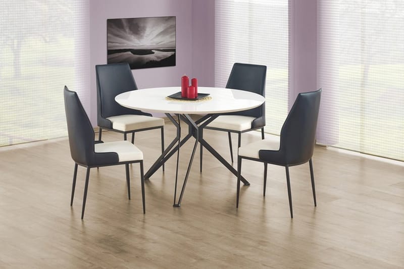 Hermelinda Spisebord 120 cm - Hvit/Svart - Spisebord & kjøkkenbord