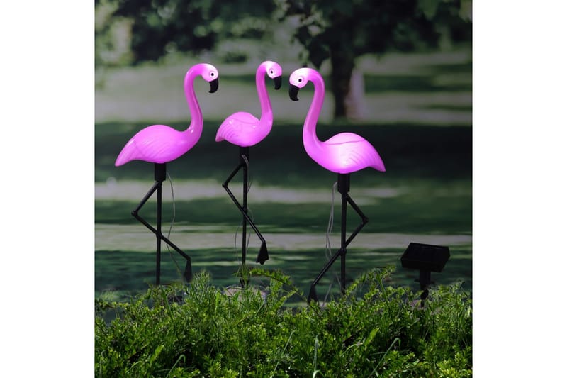 HI Soldrevet LED-stolpelys flamingo 3 stk - Møbler - Bord - Spisebord & kjøkkenbord