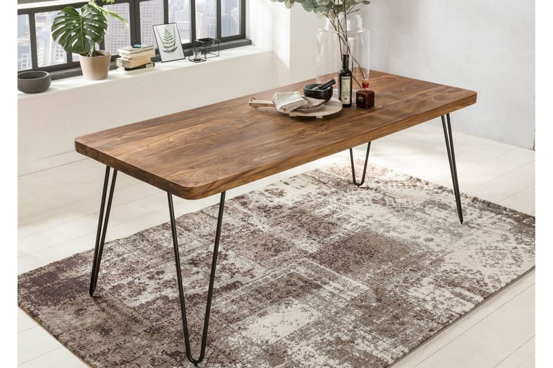 Hookway Rektangulært Spisebord 200 cm i Tre med Metallben - Brun - Møbler - Bord - Spisebord & kjøkkenbord