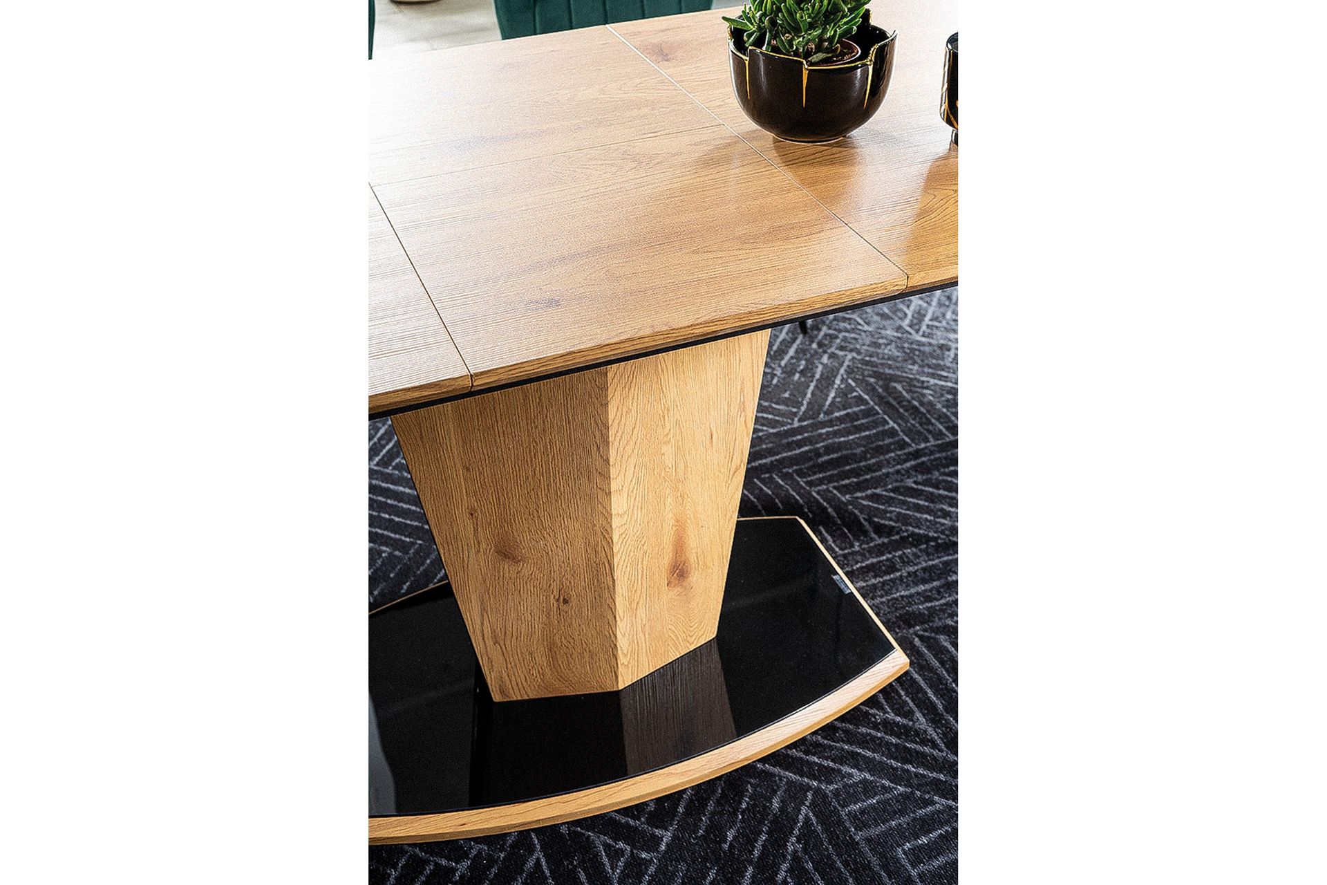 Huston Forlengningsbart Spisebord 120 cm - Glass/Eik/Svart - Møbler - Bord - Spisebord & kjøkkenbord
