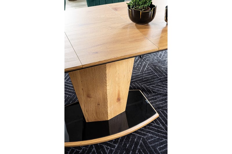 Huston Forlengningsbart Spisebord 120 cm - Glass/Eik/Svart - Møbler - Bord - Spisebord & kjøkkenbord