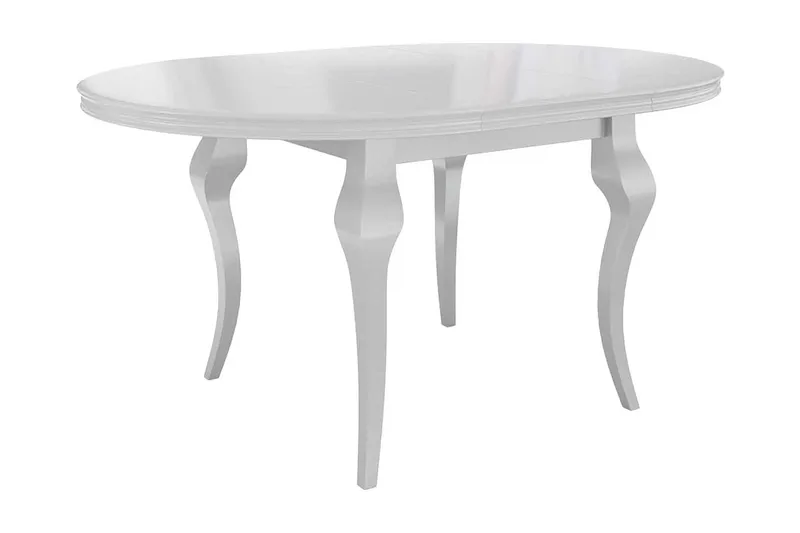 Hvit Utvidbart Oval Spisebord 100 cm i Malt Tre, Hvit