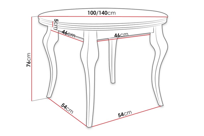Hvit Utvidbart Oval Spisebord 100 cm i Malt Tre - Hvit - Møbler - Bord - Spisebord & kjøkkenbord