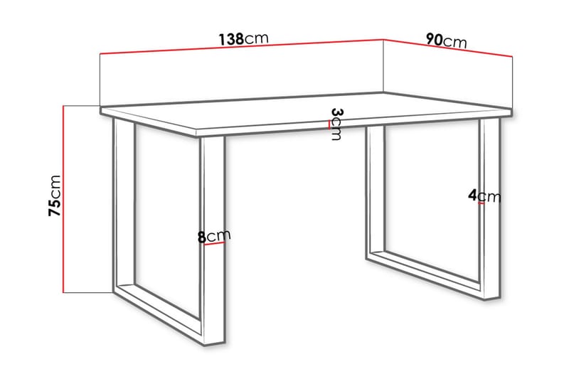 Imper Rektangulært Spisebord 138 cm med Valnøtt- og Metallutseende - Svart|Brun - Møbler - Bord - Spisebord & kjøkkenbord