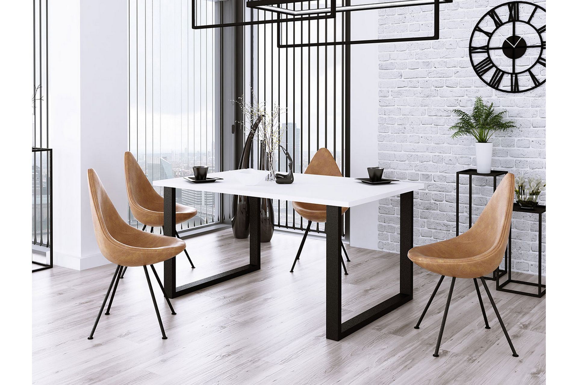 Imper Spisebord 185 cm - Hvit/Svart - Møbler - Bord - Spisebord & kjøkkenbord
