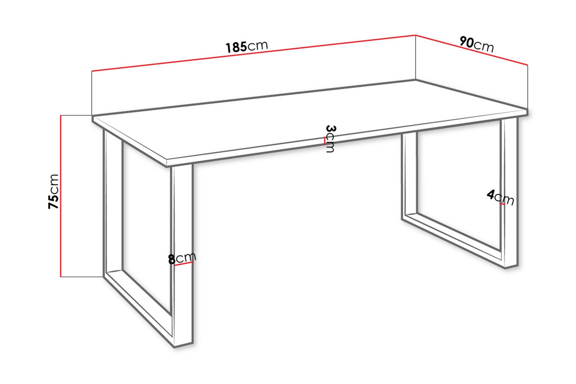 Imper Spisebord 185 cm - Hvit/Svart - Møbler - Bord - Spisebord & kjøkkenbord