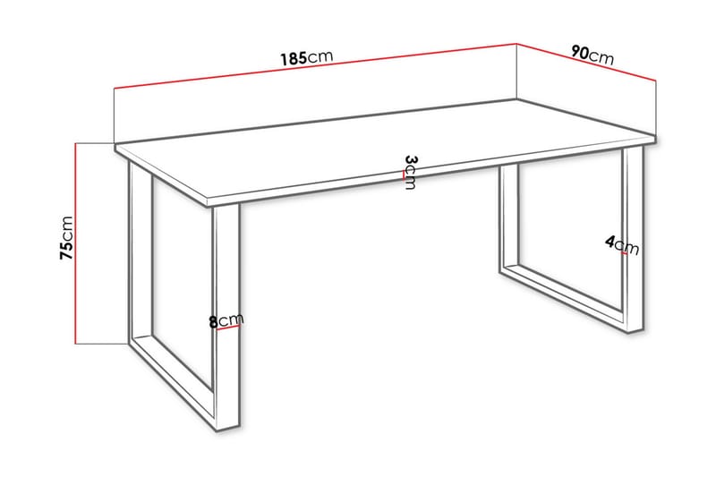 Imper Spisebord 185 cm - Hvit/Svart - Møbler - Bord - Spisebord & kjøkkenbord