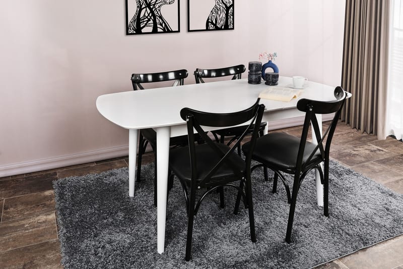 Indumati Spisebord 130x75x130 cm - Hvit - Spisebord & kjøkkenbord