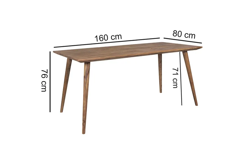 Iviana Rektangulært Spisebord 160 cm i Massivt Tre med Valnøttutseende - Brun - Møbler - Bord - Spisebord & kjøkkenbord