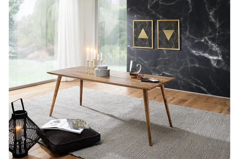 Iviana Rektangulært Spisebord 160 cm i Massivt Tre med Valnøttutseende - Brun - Møbler - Bord - Spisebord & kjøkkenbord