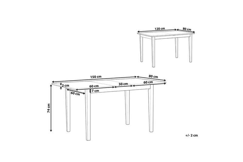 Jadwin Spisebord 150 cm Sammenleggbart - Hvit/Lysebrun - Spisebord & kjøkkenbord - Sammenleggbart bord