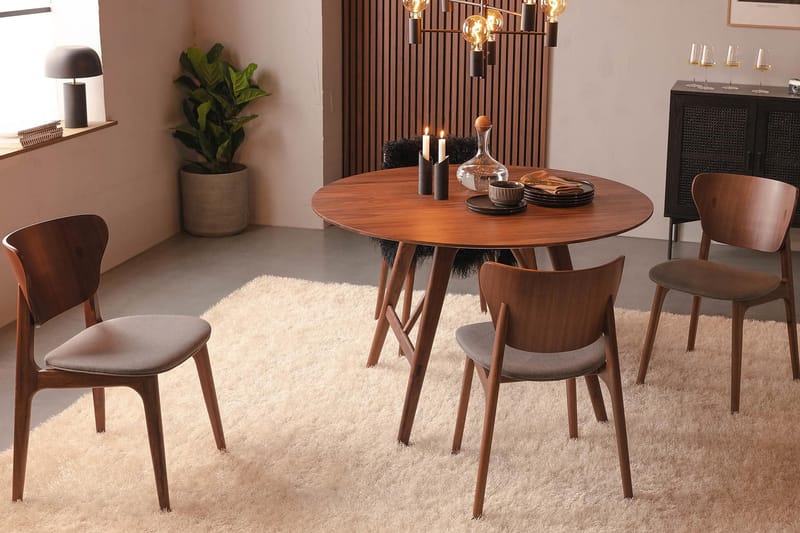 Jerup Spisebord 120 cm  Rundt - Brun - Møbler - Bord - Spisebord & kjøkkenbord