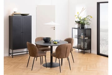 Jora Rundt Spisebord 110 cm med Marmorutseende - Svart - Møbler - Bord - Spisebord & kjøkkenbord