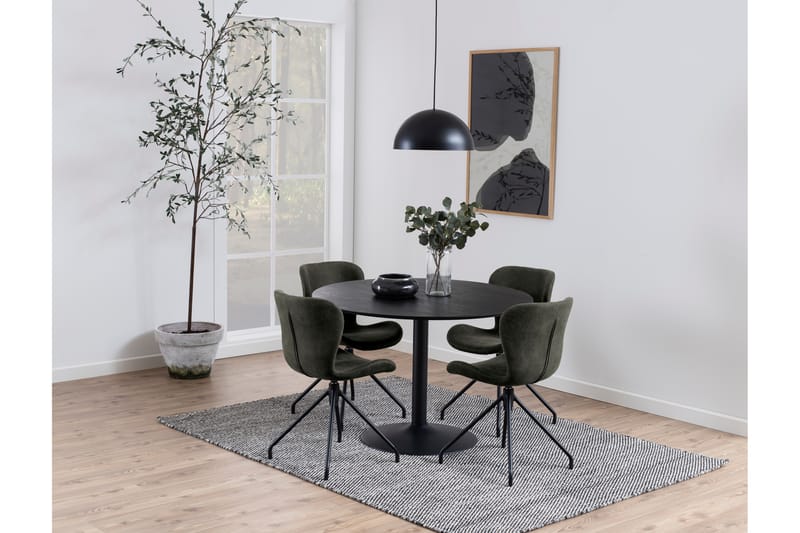 Jora Spisebord 110 cm Rundt - Svart/Matt Svart - Spisebord & kjøkkenbord