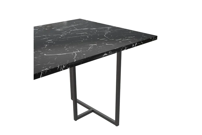 Kaiti Rektangulært Spisebord 163 cm i Metall og Tre med Marmorutseende - Svart - Møbler - Bord - Spisebord & kjøkkenbord