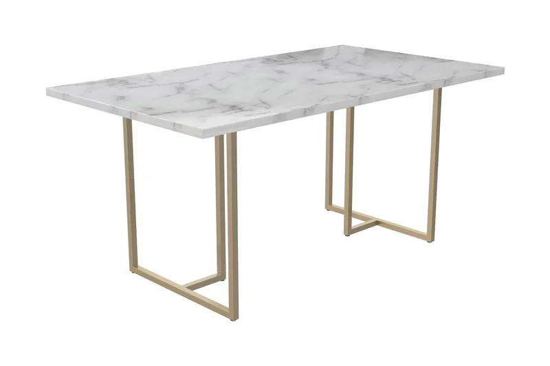 Kaiti Rektangulært Spisebord 163 cm med Marmorutseende - Hvit - Møbler - Bord - Spisebord & kjøkkenbord