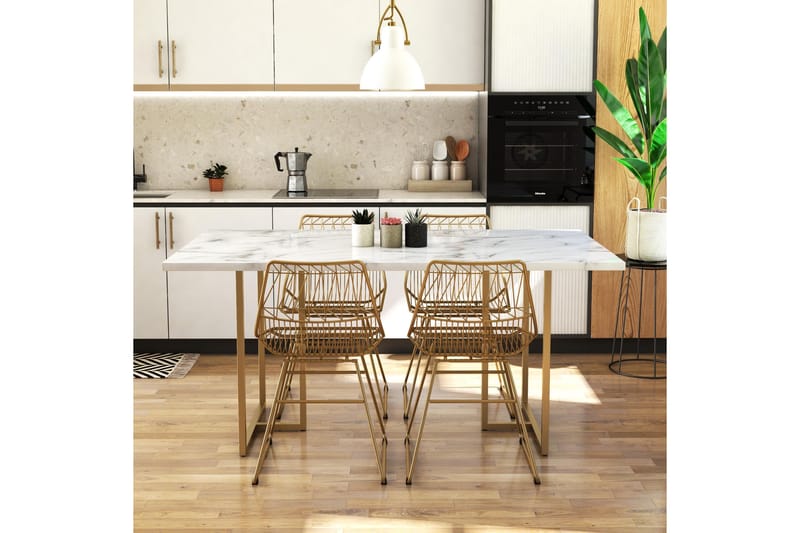 Kaiti Spisebord Marmor - Hvit - Spisebord & kjøkkenbord