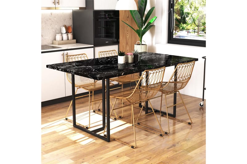Kaiti Spisebord Marmor - Svart - Spisebord & kjøkkenbord