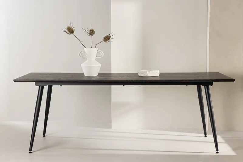 Keholmen Stort Rektangulært Spisebord 220 cm med Valnøtt- og Metallutseende - Brun - Møbler - Bord - Spisebord & kjøkkenbord