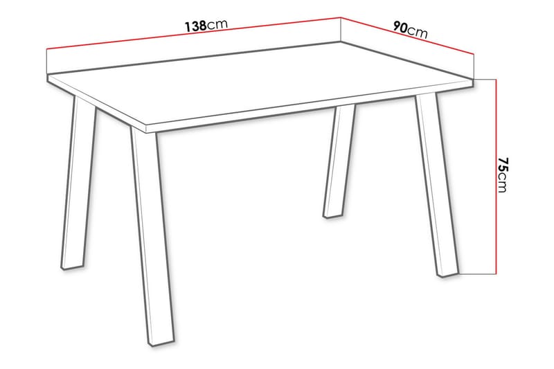 Kleos Spisebord 138 cm - Hvit/Svart - Møbler - Bord - Spisebord & kjøkkenbord
