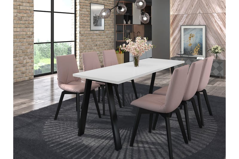 Kleos Spisebord 185 cm - Hvit/Svart - Møbler - Bord - Spisebord & kjøkkenbord