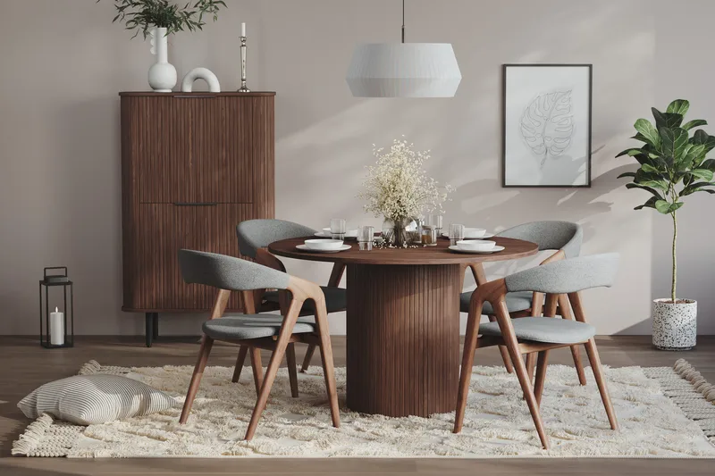 Kopparbo Rundt Spisebord 120 cm for 6 personer - Mørkebrunt / Valnøtt / Tre - Møbler - Bord - Spisebord & kjøkkenbord