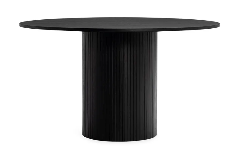 Kopparbo Rundt Spisebord i Tre 130 cm - Svart / Ribbet - Møbler - Bord - Spisebord & kjøkkenbord