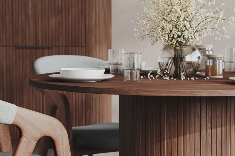 Kopparbo Spisebord Rundt 120 cm - Mørkebrunt valnøtttre - Spisebord & kjøkkenbord