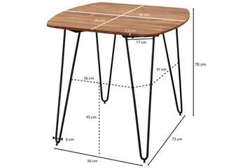 Kristl Kvadratisk Spisebord 80 cm i Tre med Metallben - Brun - Møbler - Bord - Spisebord & kjøkkenbord