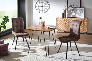 Kristl Kvadratisk Spisebord 80 cm i Tre med Metallben - Brun - Møbler - Bord - Spisebord & kjøkkenbord