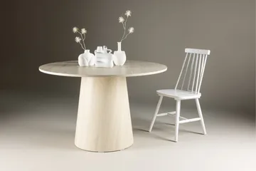 Lanzo Rundt Spisebord 120 cm - Hvitlasert / Lys Tre - Møbler - Bord - Spisebord & kjøkkenbord