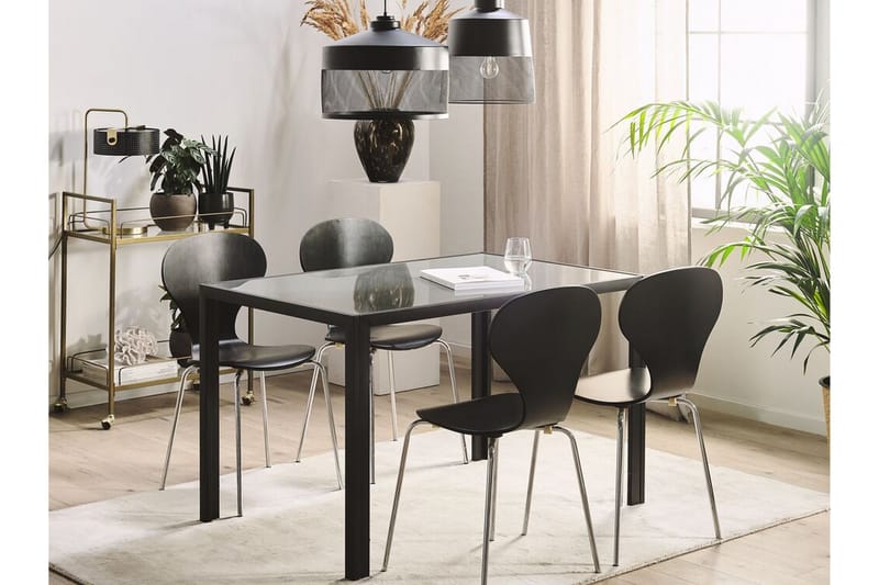 Lavos Spisebord 120 cm - Glasstopp / Svart - Spisebord & kjøkkenbord