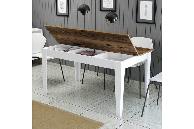 Lissione Spisebord 145x88 cm Brun/Hvit - Hanah Home - Møbler - Bord - Spisebord & kjøkkenbord