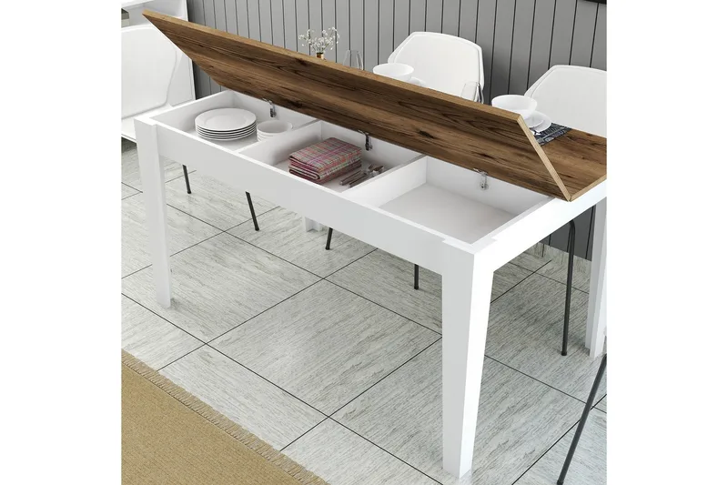 Lissione Spisebord 145x88 cm Brun/Hvit - Hanah Home - Møbler - Bord - Spisebord & kjøkkenbord