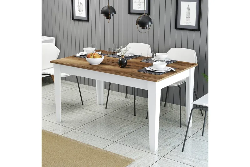 Lissione Spisebord 145x88 cm Brun/Hvit - Hanah Home - Møbler - Bord - Spisebord & kjøkkenbord