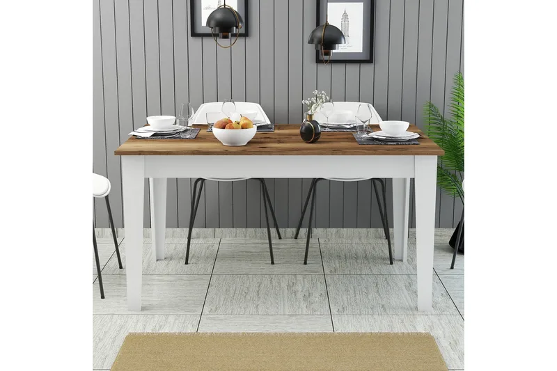 Lissione Spisebord 145x88 cm Brun/Hvit - Hanah Home - Møbler - Bord - Spisebord & kjøkkenbord