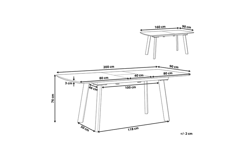 Lobato Spisebord 200 cm - Natur / Svart - Møbler - Bord - Spisebord & kjøkkenbord