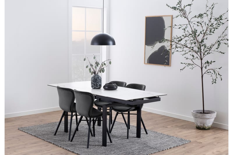 Lucksom Spisebord 200 cm - Glass/Hvit/Matt Svart - Spisebord & kjøkkenbord