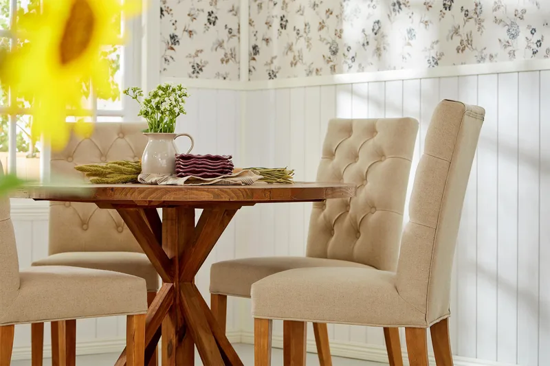 Lyon Rundt Lite Spisebord Vintage 120 cm - Natur / Tre / Alm - Møbler - Bord - Spisebord & kjøkkenbord