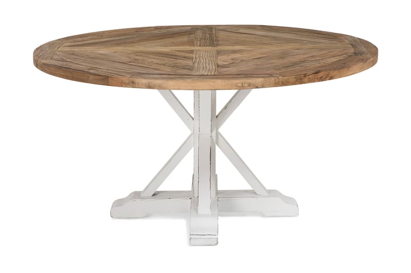 Lyon Rundt Spisebord 150 cm - Vintage / Natur / Hvit / Tre - Møbler - Bord - Spisebord & kjøkkenbord