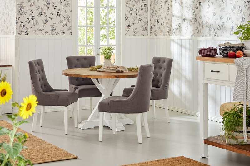 Lyon Spisebord 120 cm Rund - Natur/Hvit - Spisebord & kjøkkenbord