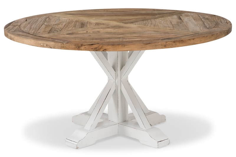 Lyon Spisebord 150 cm Rundt - Vintage Natur/Hvit - Spisebord & kjøkkenbord