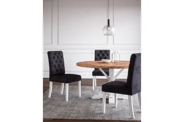 Lyon Vintage Rundt Spisebord 150 cm i Gjenvunnet Furu for 6 Personer - Natur|Hvit - Møbler - Bord - Spisebord & kjøkkenbord