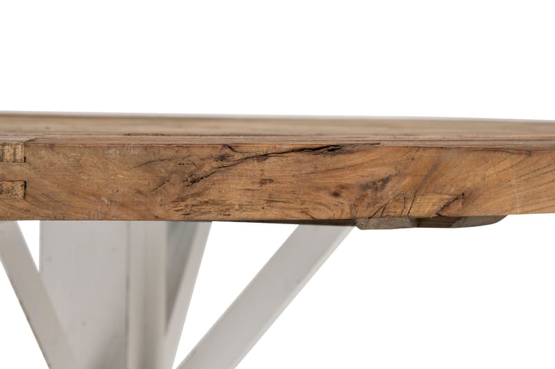 Lyon Vintage Rundt Spisebord 150 cm i Gjenvunnet Furu for 6 Personer - Natur|Hvit - Møbler - Bord - Spisebord & kjøkkenbord