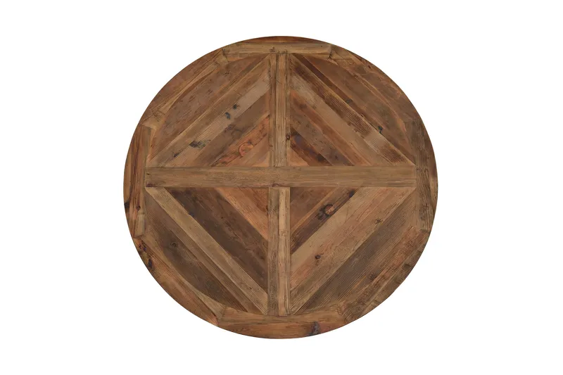 Lyon Vintage Rundt Spisebord 150 cm i Gjenvunnet Furu for 6 Personer - Brun - Møbler - Bord - Spisebord & kjøkkenbord
